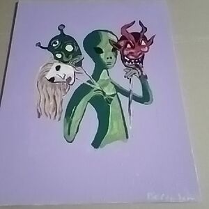 Alien and Masks Art Print